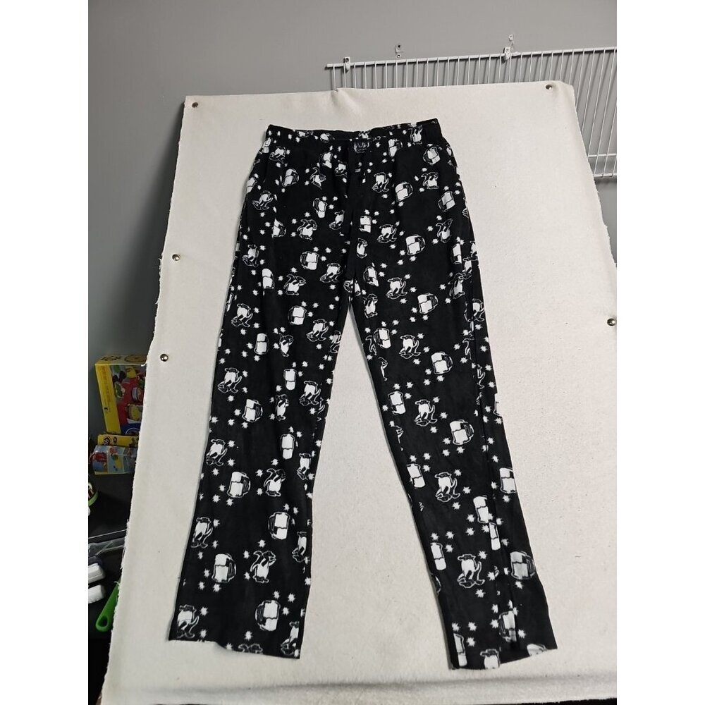 Lucky Brand Mens Black Penguin Soft Fleece Lounge Pajamas Pants Large